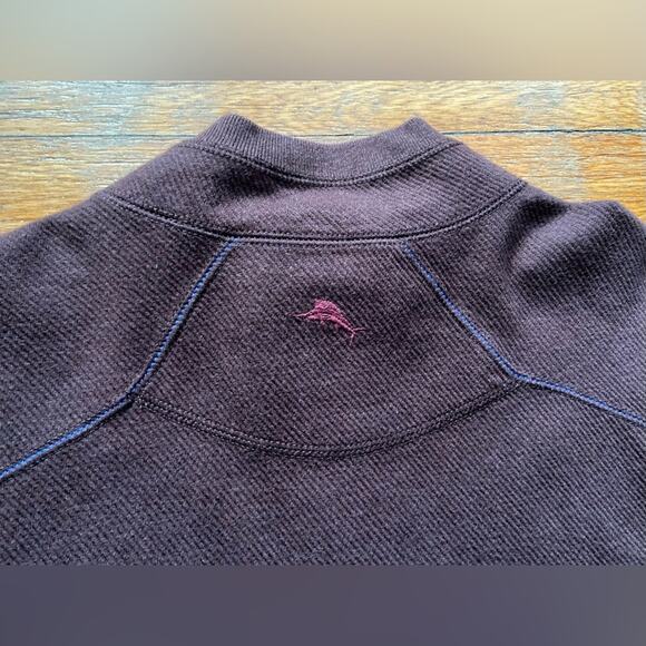 TOMMY BAHAMA Reversible Maroon/Brown 1/4 Zip Cotton Pullover Sweater sz Large - Picture 14 of 16